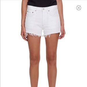 Agolde Parker high waist denim cutoffs in white